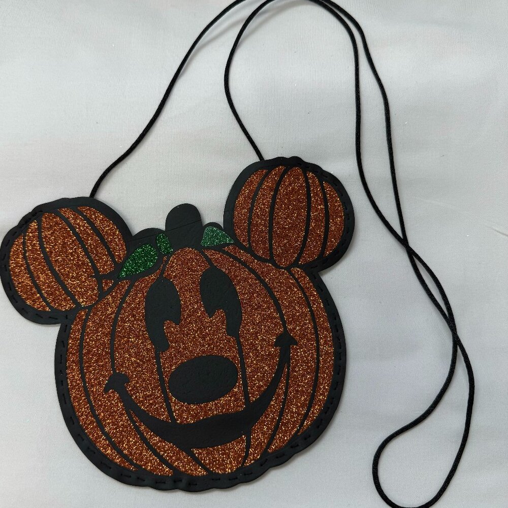 Halloween Pumpkin Mickey, Disney, flat lay purse, new, orange, black, boutique
